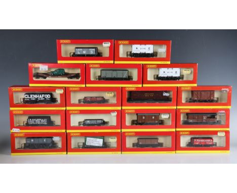 A collection of approximately fifty items of Hornby gauge OO goods rolling stock, including R.6842 21-ton mineral wagon 2241 