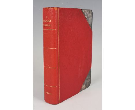 An early 20th century Greatrex Ltd plated and red leather bound novelty spirit flask in the form of a book, the spine detaile