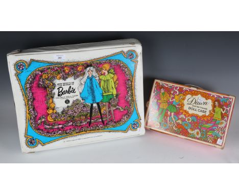 Three Mattel Barbie Twist 'n Turn fashion dolls, all marked '1966 Made in Japan', all clothed, a Ken doll, marked '1968 Hong 