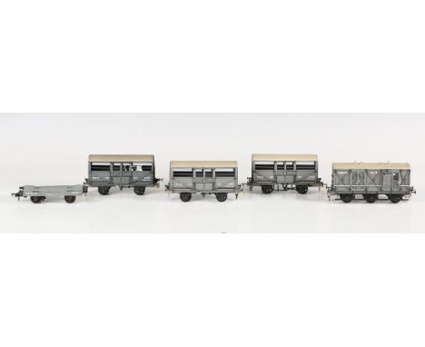 Five Lawrence Scale Models gauge OO goods wagons, comprising cattle wagons Nos. 1228, 1237 and 1240, six-wheel wagon No. 3 an