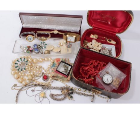 Vintage costume jewellery, wristwatches and bijouterie