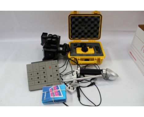 Various photographic items - including a Reefmaster underwater camera, a Polaroid Portrait camera, a Nikonos flash unit and a