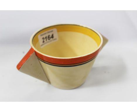 Art Deco Clarice Cliff Bizarre range 2 handled cup with hand painted decoration