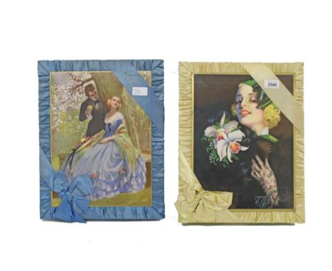 Two vintage silk covered chocolate boxes