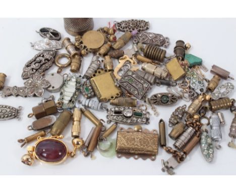 Collection of vintage necklace clasps to include marcasite, paste, silver etc