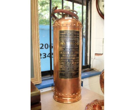 Large vintage copper ‘Waterloo’ fire extinguisher by Read and Campbell Ltd
