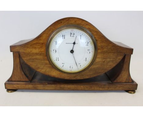 Late 19th/early 20th century Art Nouveau style mantel clock with French timepiece movement and lever escapement, white enamel