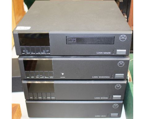 Linn hi-fi separates to include a Linn Mimik, Wakonda, Kudos and a LK100, together with a pair of Linn Index speakers on stan