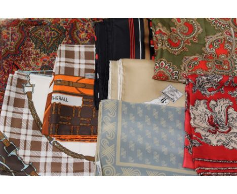 Vintage scarves including Burberrys, Richard Allan, Christian Dior, Wetherall silk equestrian design, Jaeger, various other s