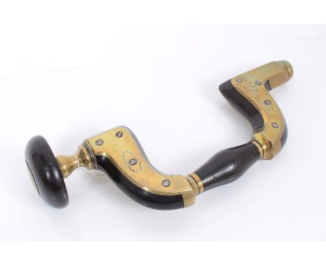 Woodworking tools Charles Atkinson Victorian brass and ebony brace, with manufactures marks.