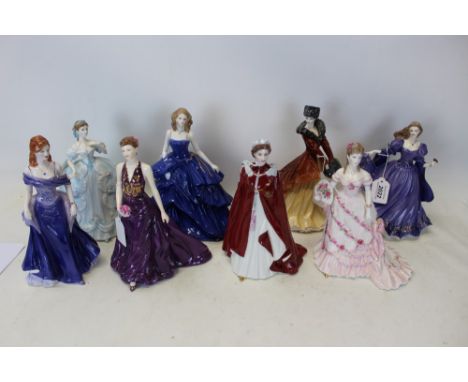 Eight Royal Worcester ladies - Laura, A Celebration At Windsor, Francesca, Natasha, Midnight Encounter, Julie, The First Quad