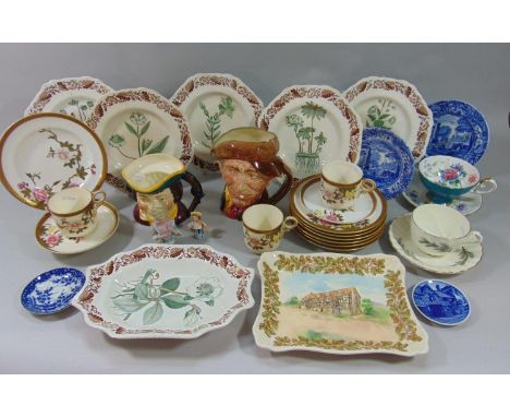 A collection of 19th century ceramics including Copeland and Garrett New Blanche dessert wares with botanical decoration incl