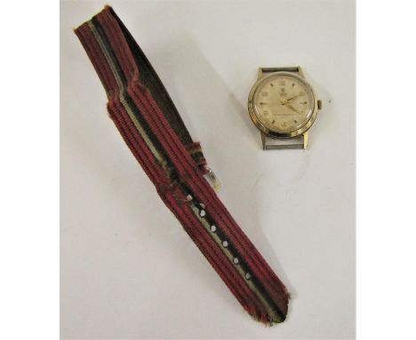 Vintage gent's mid-sized Tudor Royal 9ct Shock Resistant 17 Jewel wristwatch, with Rolex Dennison case, tropical champagne di