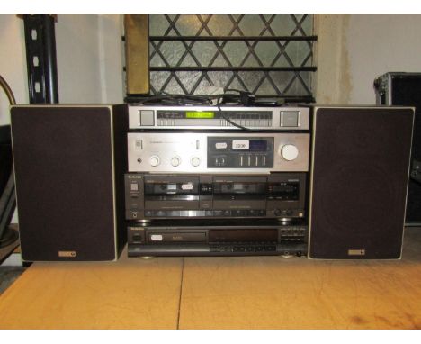 Hi-fi separates comprising a Technics stereo double cassette deck RS-T230, a further Technics compact disc player SL-PG460A, 