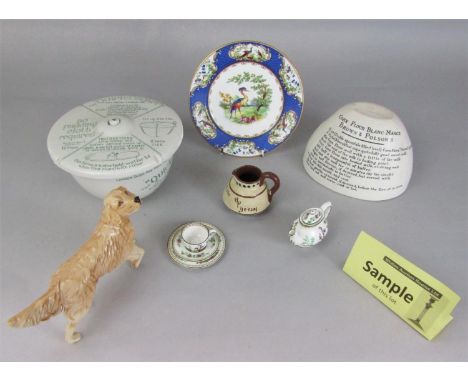 A collection of 19th century and later ceramics including a 19th century two handled sucrier with painted floral decoration i