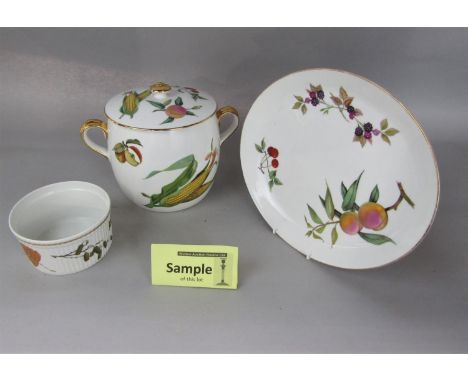 A collection of Royal Worcester Evesham pattern oven to table wares including oval serving dishes, two handled casserole and 