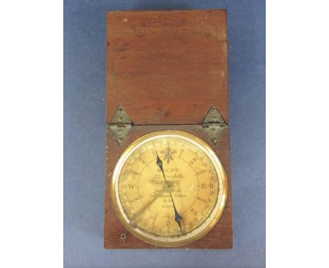 Early 19th century compass with paper dial with a mahogany travel case, Blunt, 22 Cornhill, instrument maker to the king 