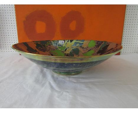 Sutton Taylor Studio large dish, with abstract lustre decoration upon a green ground, 44 cm diameter