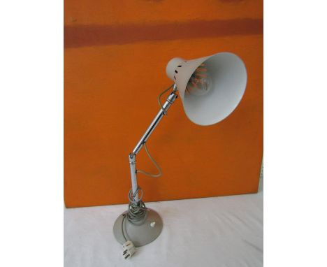 1960's desk lamp, with grey colourway to shade and the base with articulated ball joint, 56 cm high approx