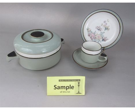 A collection of Denby Romance pattern wares comprising a pair of tureens and covers, further serving dish, six dinner plates,