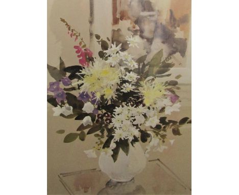 John Yardley (B.1943) - 'Flower In A Large White Jug', signed, limited /850 lithograph print, 63 x 48cm, unframed 