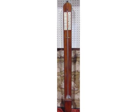 R Jamison of Glasgow mahogany stick barometer, 100cm long 