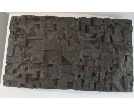 Impressive abstract plaster panel or wall hanging, 38 x 63 cm