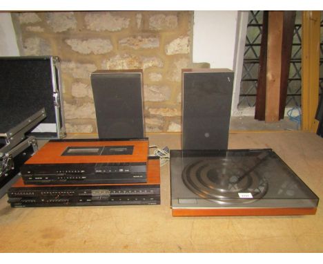 A Bang &amp; Olufsen hi-fi separates system 1100 series comprising turntable, amplifier and tuner and a pair of Beovox S30 sp