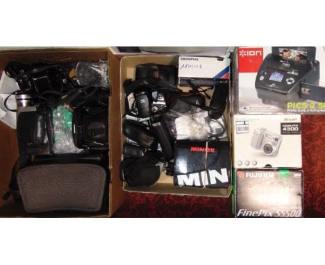 A large quantity of photographic equipment, mainly cameras, including a Fujifim Finepix S8000 digital camera, a Nikon Coolpix
