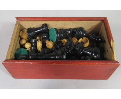 Boxwood and ebony chess set in the manner of Staunton