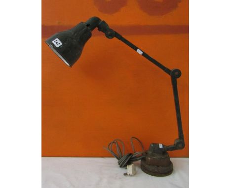 In the manner of Dugdills - vintage industrial articulated wall lamp in green colourway, 70 cm long approx