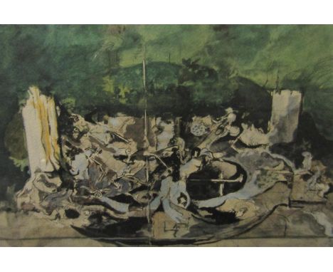 Graham Sutherland (1903-1980) - A sketch book page of Picton Beach towards Picton Point, coloured print, on woven paper, 39 x