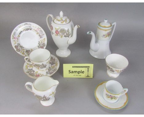 A quantity of Wedgwood Lichfield pattern tea and coffee wares including coffee pot, tea pot, two milk or cream jugs, two suga