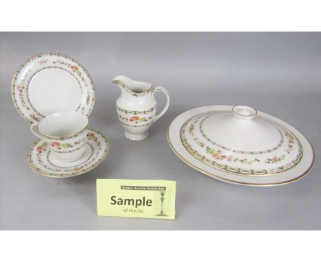 A collection of Royal Doulton Mosaic Garden pattern wares including a pair of tureens and covers, oval meat plate, sauce bot 