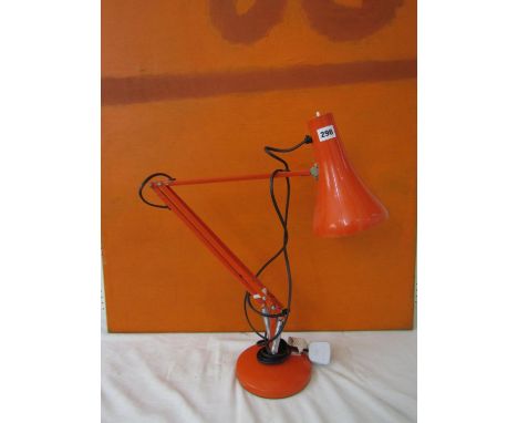 Herbert Terry &amp; Sons Ltd anglepoise lamp in orange, with circular weighted base, 60cm high approx 