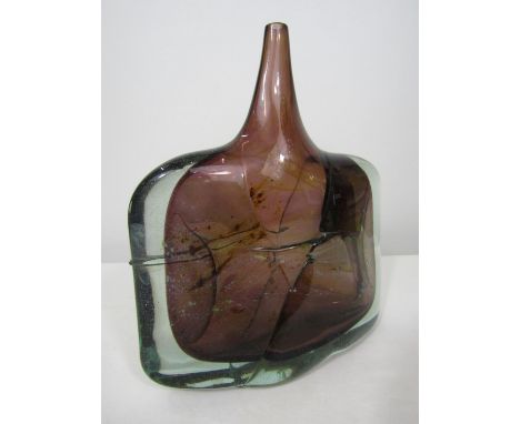 Michael Harris for Isle of Wight Glass Axe Head vase, with impressive pressed and mottled glass finish, 28cm high