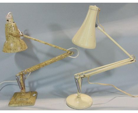 A Herbert Terry anglepoise lamp with square stepped base, original painted detail, and a further later example 