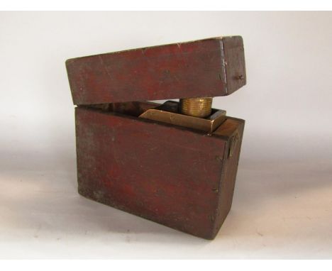 A military issue clinometer by ER Watts &amp; Co of London with brass case work in a sturdy timber box, the instrument 18cm l