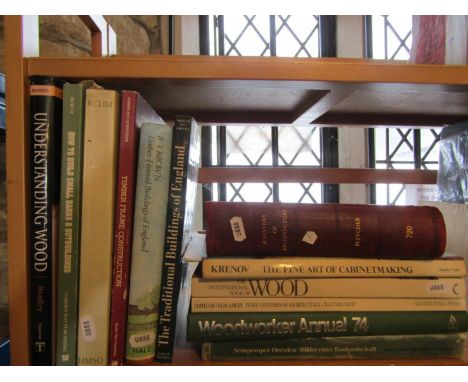 A collection of books about architectural craftsmanship, cabinet making, wood and related subjects including A History of Arc