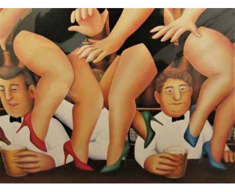 Beryl Cook (1926-2008) - 'Dancing on the Bar', signed, limited 825/850 colour lithograph, 38 x 51cm, unframed 