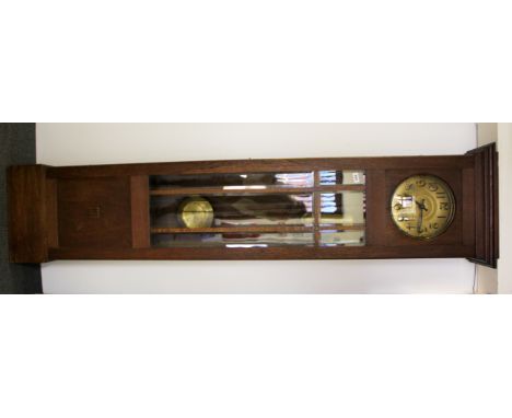 An oak and brass dial longcase clock, H. 208cm.