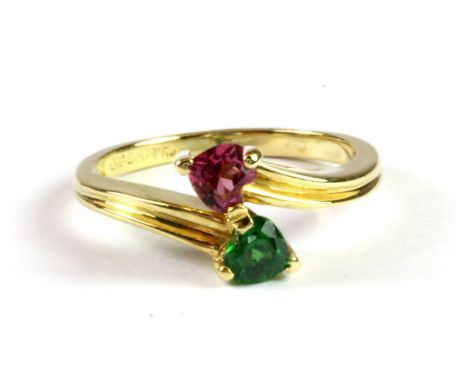 An 18ct yellow gold stone set ring, (I.5).