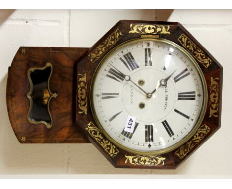 A 19th century brass inlaid octagonal dial wall clock by Berkell brothers London, H. 52cm.