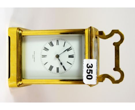 A gilt brass carriage clock, H. 18cm.