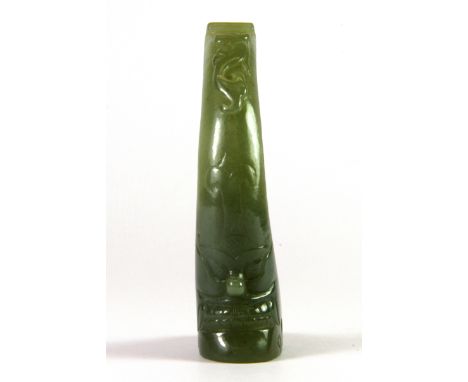 A Chinese carved celadon nephrite jade hair ornament, H. 9cm.
