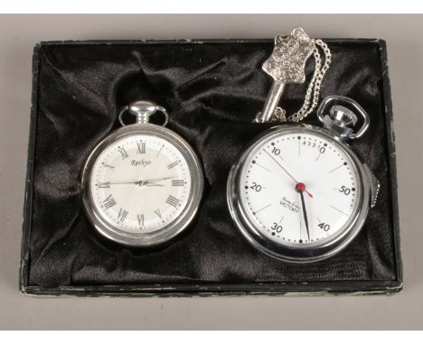 A boxed Rethyo pocket watch along with a Henry Jones Victory stopwatch.  Glass split on pocket watch, not working. Stopwatch 