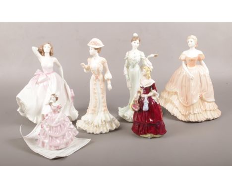 Six Coalport figures of ladies, o include Ladies of Fashion, Belle Epoque, The Victorian Ballgown (with certificate) etc.  