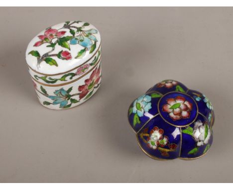 Two enamel cloisonne trinkets.  
