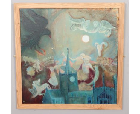 Tracey Keeping, framed oil on board, titled ' The Clypping at St Mary's Gate'. (59cm x 59cm)  