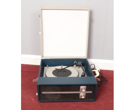 A Fidelity portable record player. Serial No. CP011707.  